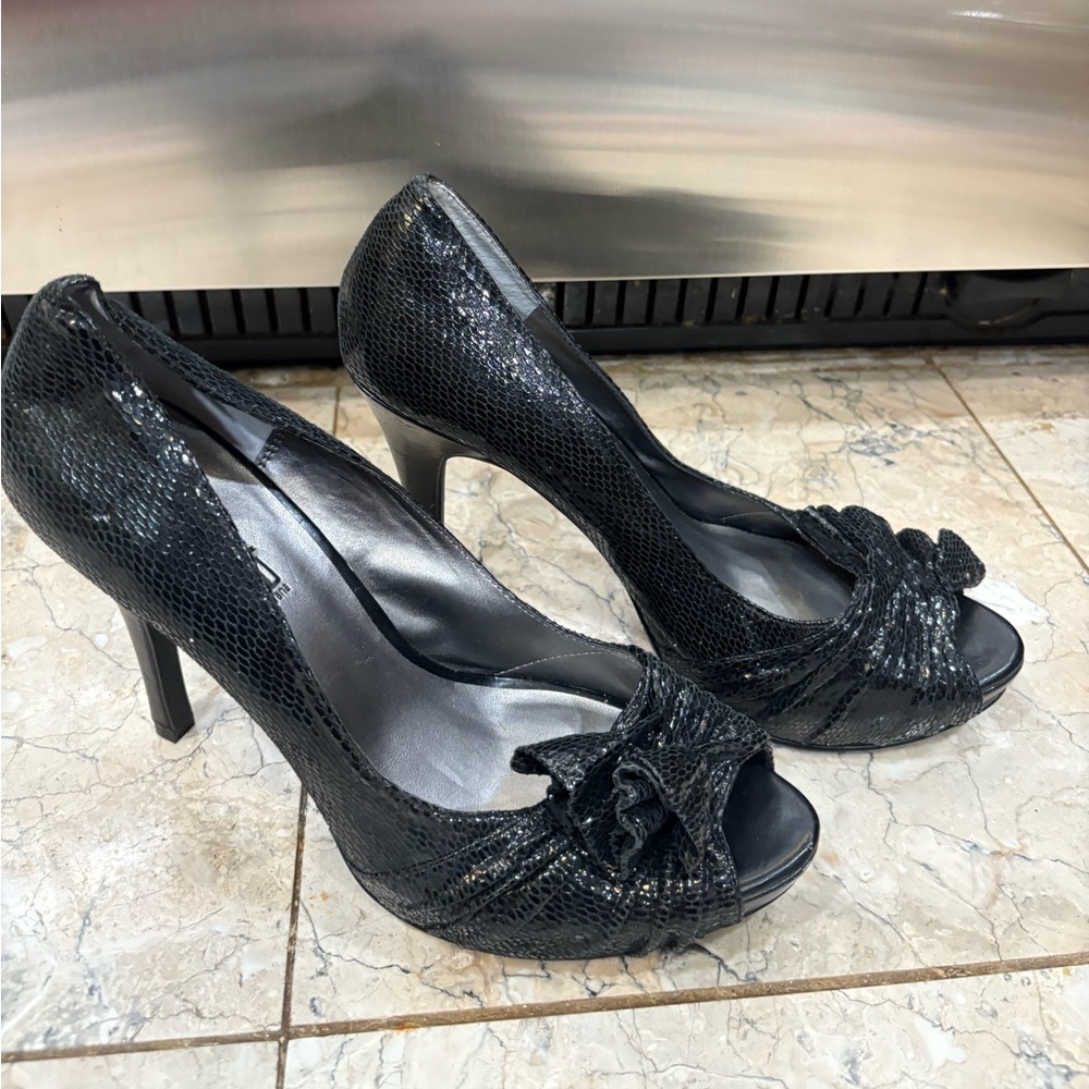 Elegant Black Peep-Toe Heels
